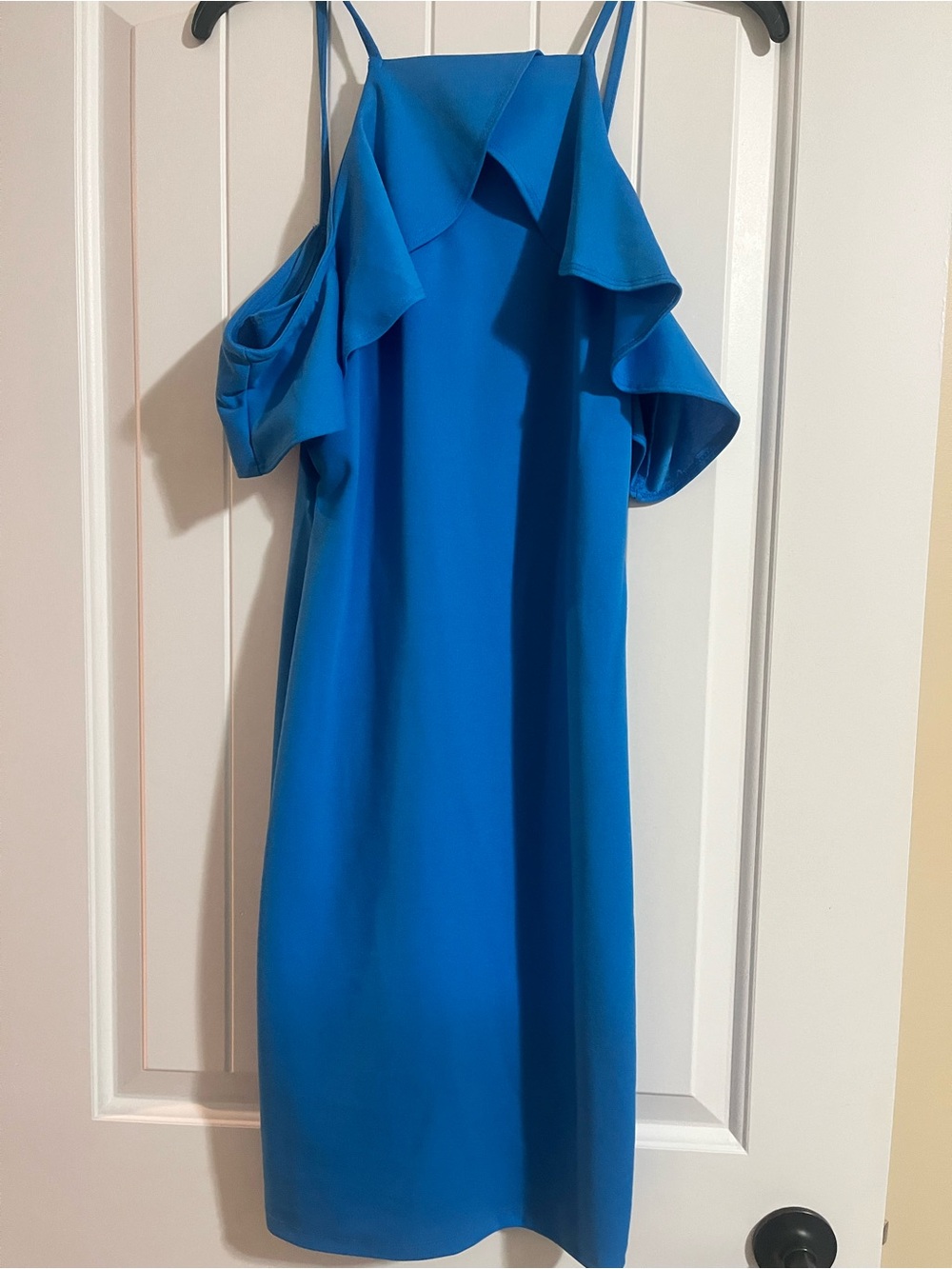 a'gaci Bright Blue One-Shoulder Ruffle Dress